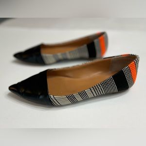 J Crew Orange/Black Stripe Flats Size 6
